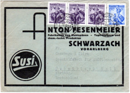 Österreich 1956, 4 Marken Auf Susi Reklame Umschlag V. Schwarzach Vorarlberg - Covers & Documents