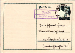 DR 1934, Landpost Stempel BEUCHA über Bad Lausick Auf 6 Pf. Ganzsache. - Covers & Documents