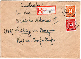 1947, 24+60 Pf. Auf Brief V. Hameln Land M. Eingestempeltem Reko-Zettel - Briefe U. Dokumente