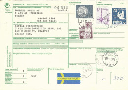 Schweden 1982, 4 Marken Auf Luftpost Paketkarte V. Partille N. Taiwan - Andere & Zonder Classificatie