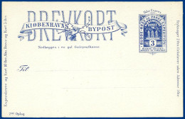 Dänemark Bypost Kopenhagen, Ungebr. 3 öre Ganzsache Karte Ikke Express. #S553 - Other & Unclassified