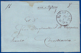 Denmark 1852, Prepaid Letter To Norway "via Nyborg". #S426 - Andere & Zonder Classificatie