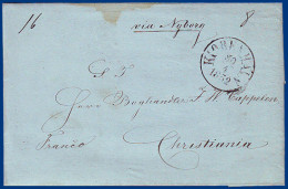 Denmark 1852, Prepaid Letter To Norway "via Nyborg". #S426 - Otros & Sin Clasificación