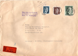 DR 1943, 1 Mk.+4+10 Pf. Hitler Auf Portorichtigem Ostmark Wert Brief V. Wien - Covers & Documents