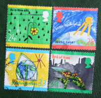 PROTECT THE ENVIRONMENT Child Painting Mi 1414-1417 1992 Used Gebruikt Oblitere ENGLAND GRANDE-BRETAGNE GB GREAT BRITAIN - Oblitérés