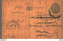 India Postal Stationery George V 1/4A Hyderabad Cds - Postcards