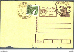 India Postal Stationery Tiger 15 Ajmer Cds - Postales