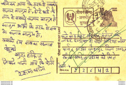 India Postal Stationery Tiger 15 Jaipur Cds - Postales