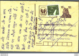 India Postal Stationery Tiger 15 - Cartes Postales