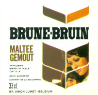 Oud Etiket Bier Brune - Bruin Maltée Gemout - Brouwerij / Brasserie Union Te Jumet - Cerveza