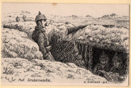 Cpa Illustration Soldat Allemand - La Garde à La Tranchée - Guerre 14-18 - Feldpost WW1 - Weltkrieg 1914-18