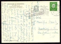 REICHAU über FREUDENSTADT 1960 LANDPOSTSTEMPEL Blau 10Pf-Heuß III Ansichtskarte Neptunbrunnen > Marburg Lahn - Covers & Documents