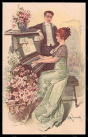 Artist Signed Simonetti Romantic Couple Piano Serie 292-4 Postcard VK6583 - Sonstige & Ohne Zuordnung