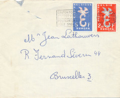 BELGIQUE - 2 TIMBRES EUROPA SUR ENVELOPPE OBLITEREE AVEC CANTON POSTAL INDIQUE CAD DU BRUXELLES DU 10 0CTOBRE 1958 - Cartas & Documentos