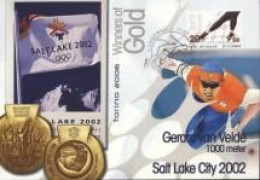 Netherlands 2012, Olympic Games Winners, Salt Lake City, G. Velde, Skating, Special Cover - Winter 2002: Salt Lake City