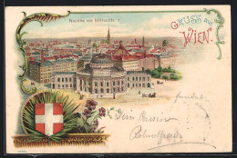 Lithographie Wien, K. K. Hofburgtheater, Wappen  - Otros & Sin Clasificación