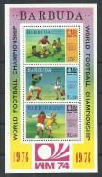 Barbuda 1974 Year , Mint Block (MNH**) Soccer Futball  - Antigua And Barbuda (1981-...)