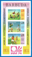Barbuda 1974 Year , Mint Block (MNH**) Soccer Futball  Imperf. - Antigua Y Barbuda (1981-...)