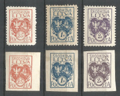 Central Lithuania 1920 Mint Stamps Set Perf./ Imperf. - Litauen