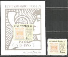 Estonia 1993 Mint Stamps MNH (**)  Mich.# 214 + Block - Estonie