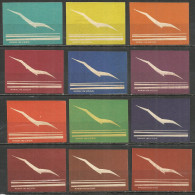 Latvia Factory Baltija (Liepaja ) , 12 Matchbox Labels  Birds - Luciferdozen - Etiketten