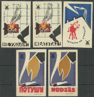 Latvia Factory Vezuvs ( Riga ) 5 Matchbox Labels - Scatole Di Fiammiferi - Etichette