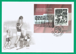 Latvia 2023 Basketball - Latvia - First Champion Of Europe 1935 (FDC Perf) - Letonia