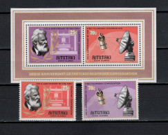 Aitutaki 1976 Space, Telephone Centenary Set Of 2 + S/s MNH - Ozeanien