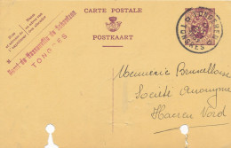 BELGIQUE - ENTIER POSTAL CARTE POSTALE OBLITEREE AVEC CAD TONGRES TONGEREN DU 13 JUILLET 1931 - Andere & Zonder Classificatie