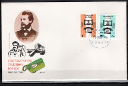 Kuwait 1976 Space, Telephone Centenary Set Of 2 On FDC - Asie