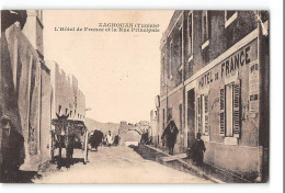 CPA Tunisie Zaghouan L'hôtel De France Et La Rue Principale - Tunisie