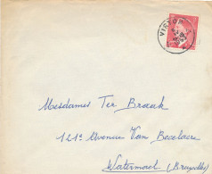 BELGIQUE - TIMBRE SUR ENVELOPPE OBLITEREE AVEC CAD VIRTON DU 8 AVRIL 1953 POUR WATERMAEL BRUXELLES - Cartas & Documentos