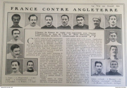 1908 RUGBY - FRANCE = ANGLETERRE - L'ÉQUIPE DE FRANCE - COMMUNEAU CAPITAINE - LA VIE AU GRAND AIR - 1900 - 1949