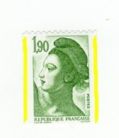 Liberté 1fr90 Vert De Roulette YT 2426e Numéro Rouge Au Verso Et Deux Demi-bandes Phospho. Voir Le Scan. Cote YT : 10 €. - Nuovi