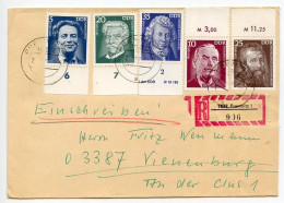 Germany, East 1970's Registered Cover; Premnitz To Vienenburg; Famous Men Stamps - Full Set - Cartas & Documentos