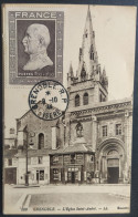 Carte Postale Grenoble église Saint André Timbre N° 606 Oblitéré Grenoble 1944 - 1921-1960: Modern Period