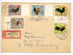 Germany, East 1979 Registered Cover; Premnitz To Vienenburg; German Chickens Stamps - Full Set - Storia Postale