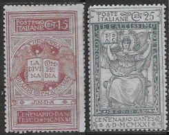 Italia Italy 1921 Regno Dante Alighieri 2val Sa N.116-117 Nuovi MH * - Ongebruikt