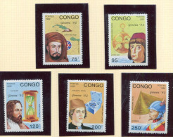 Congo ** N° 953 à 957 - "Genova 92" Grands Navigateurs - Neufs