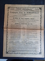 ROMAINVILLE - 1926 Prix Général - Compagnie D'Arc De Romainville - Ordre & Conditions Du Tir - Afiches