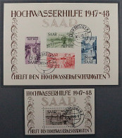 SAAR Bl. 1-2, Hochwasser-Blockpaar, Geprüft, Blocks Echt, Stempel Leider Falsch - Used Stamps