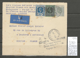 Maurice - Réunion - France - 1er Vol Retour - 02/1937 - Griffe Spéçiale Du Raid Aérien - Mauricio (...-1967)