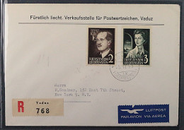 1955, LIECHTENSTEIN 332-33 FDC Fürstenpaar 2+3 Fr. Auf ERSTTAGSBRIEF, 500,-€ - Briefe U. Dokumente