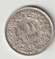 HELVETIA 1946: 1/2 Fr., Silver, KM 23 - 1/2 Franc