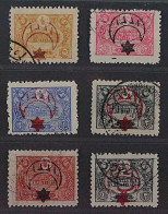 1915, TÜRKEI Ex 318-29 K, 6 Verschiedene Werte Aufdruck KOPFSTEHEND, Selten !! - Used Stamps