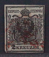 1850 Österreich  2 X,  2 Kr. Handpapier, ROTER STEMPEL, Attest BPP, KW 1500,- € - Gebraucht