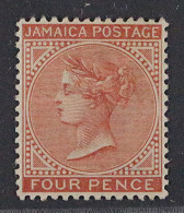 JAMAIKA  18 *  1883, Victoria 4 P. Wasserzeichen CA, Ungebraucht, KW 500,- € - Jamaïque (...-1961)
