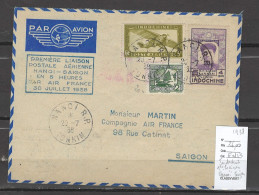 Indochine - 1er Liaison Hanoi Saigon - 1938 - Storia Postale
