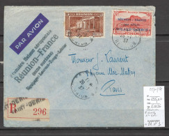 Réunion -1er Vol Pour La France - 25/01/1937 - Avec Yvert  PA No 1 - Avion Roland Garros - Airmail