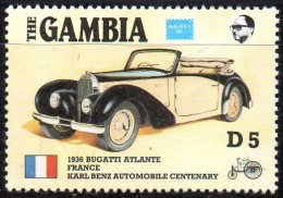 GAMBIA 1986 - 1v - MNH - France - Bugatti Automobiles - Cars - Autos - Voitures - Auto - Coches автомобилей - 汽车 - Flag - Cars